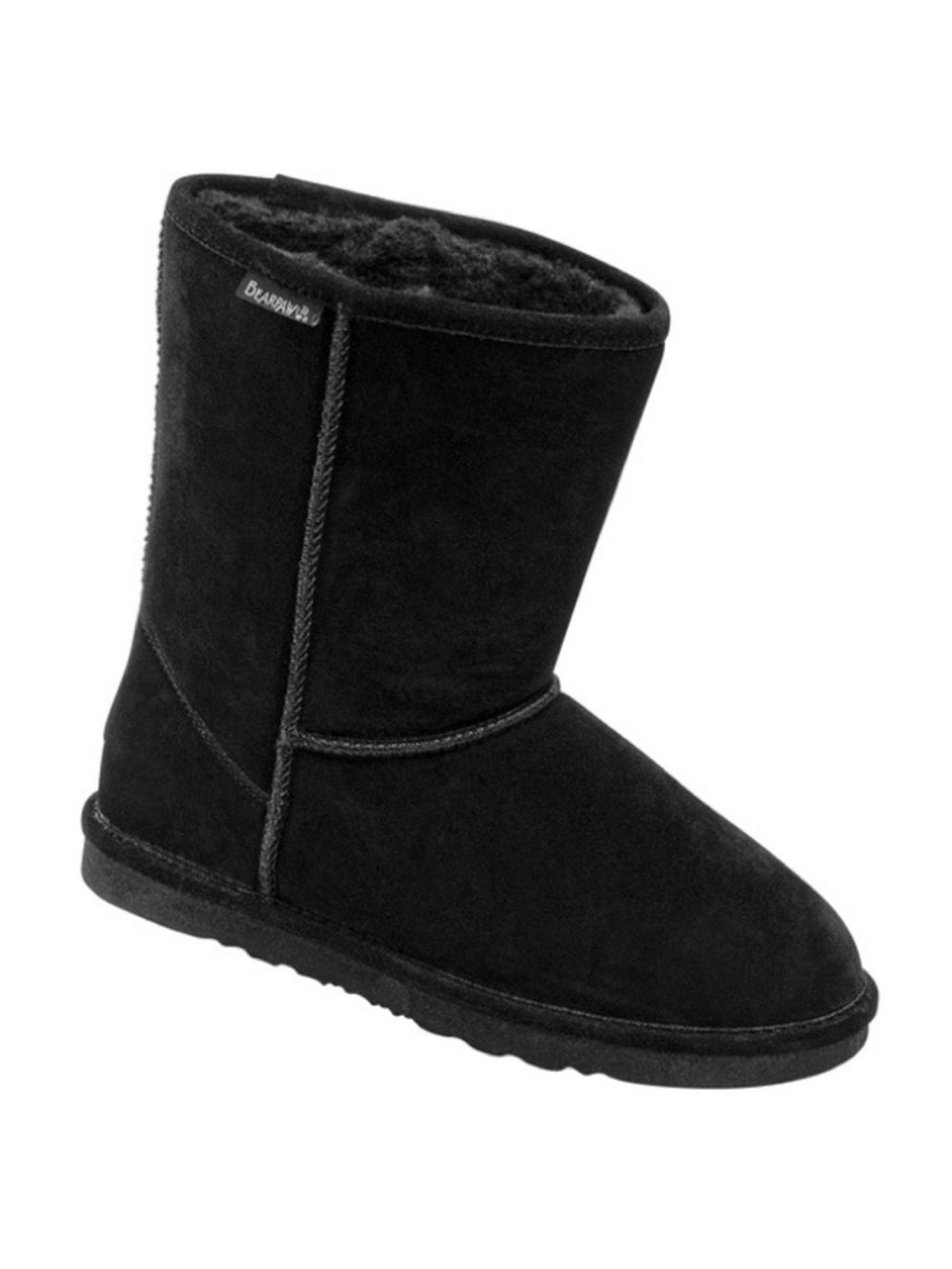 BearPaw Dorado Unisex Short Suede Wool Sherpa Fleece Boots Black Size 9